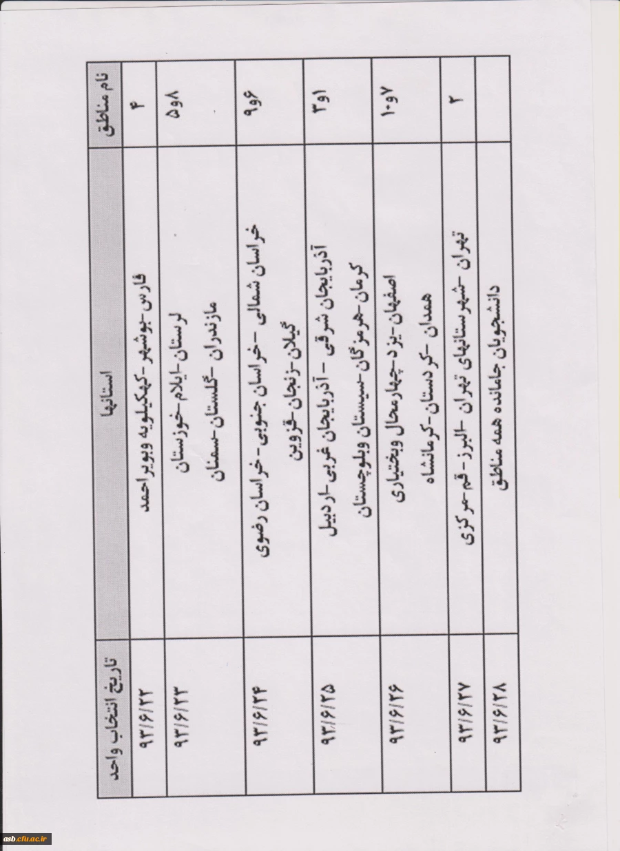 برنامه زمان بندی انتخاب واحد 3
