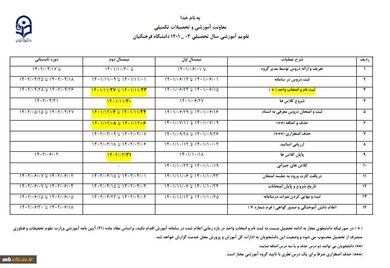 تقویم آموزشی سال تحصیلی 1402-1401 3