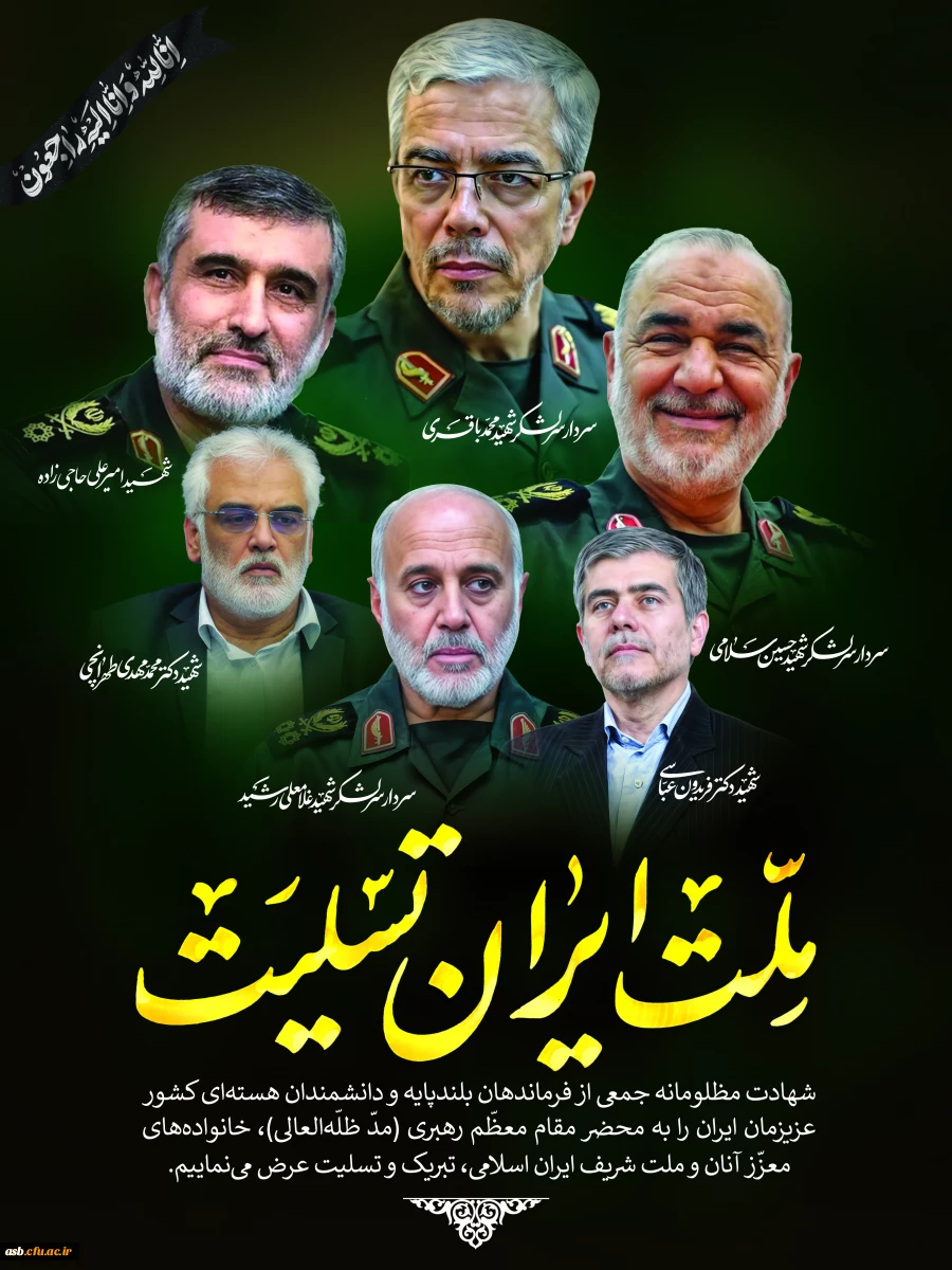 پیام تسلیت دکتر میری در پی شهادت فرماندهان بلندپایه، دانشمندان هسته ای و جمعی از هموطنان مظلوم ایران  2